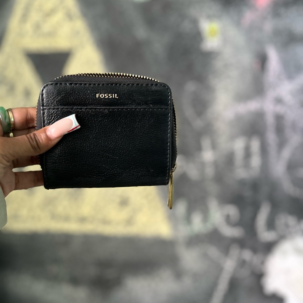 Fossil Black Key Card Holder Leather Accessory